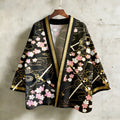 Japanese Katana & Cherry Blossom Linen Kimono