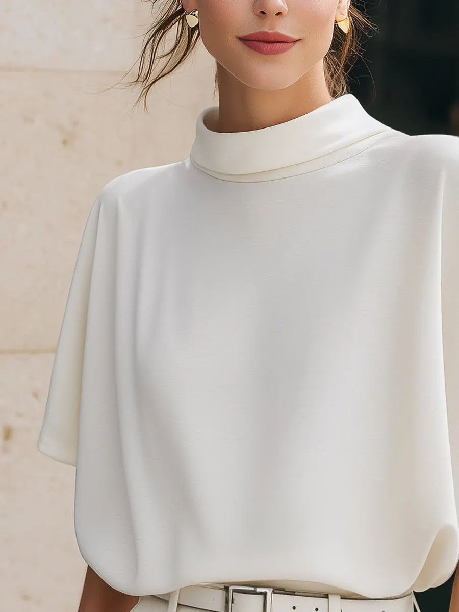 Minimalist High-Neck Relaxed Fit Blouse