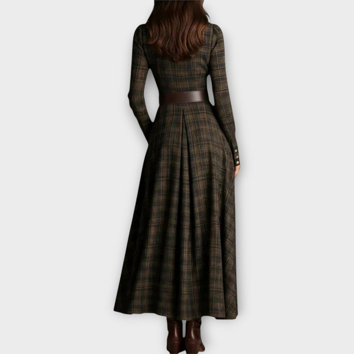 Classic Plaid Button-Front Maxi Dress