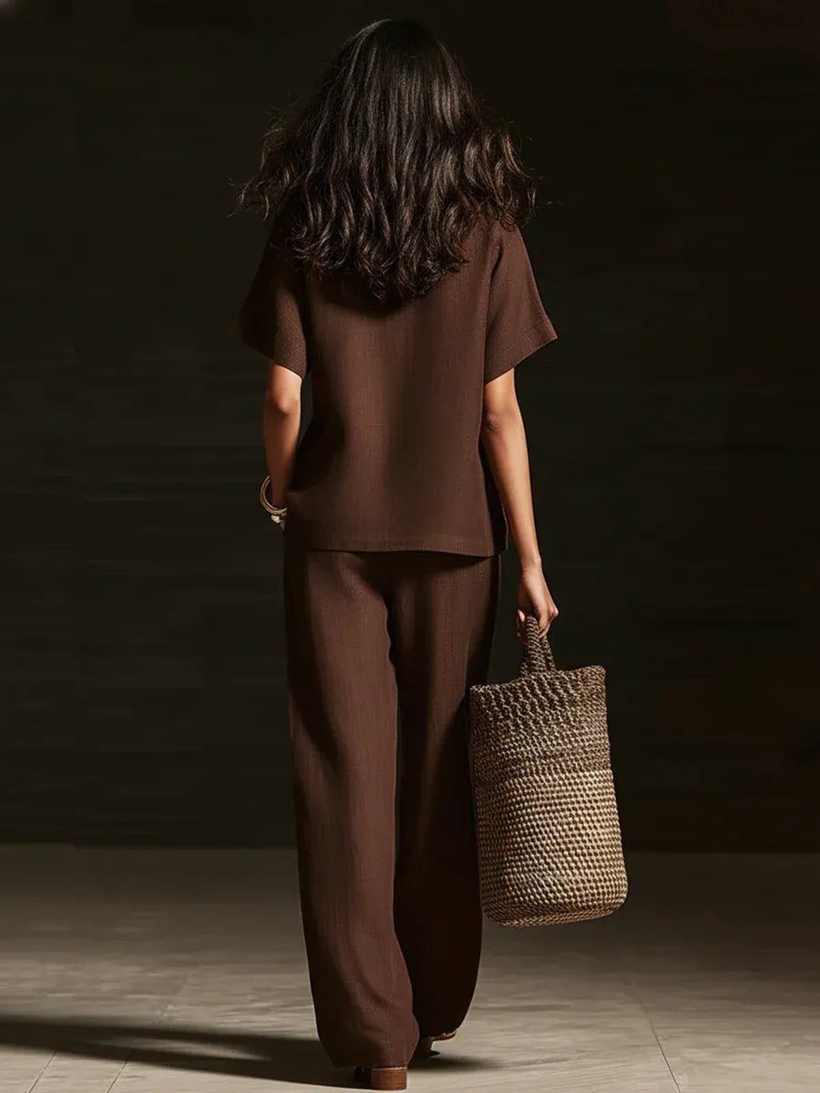 Elegant Off-the-shoulder Top And Wide-leg Pants Two-piece Set