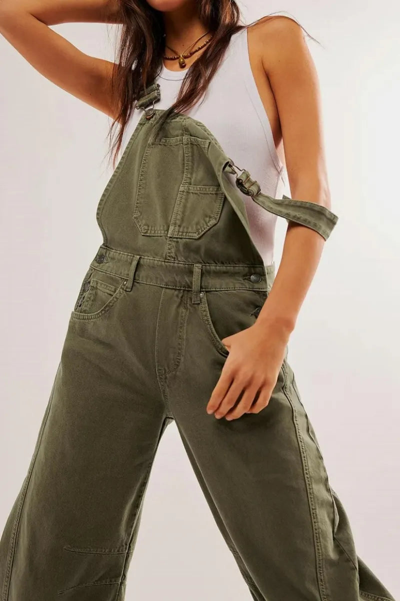 Women Y2k Baggy Barrel Jeans Overalls Wide Leg Denim Pants Bib Overalls Jumpsuit Boyfriend Patchwork Jeans
