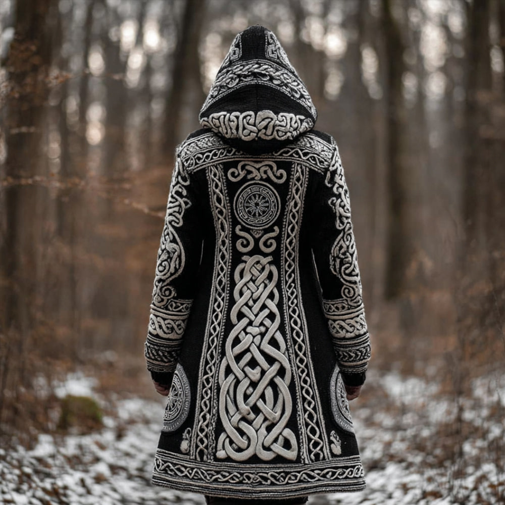 Women's Viking Style Celtic Knot Hooded Knitted Clothing