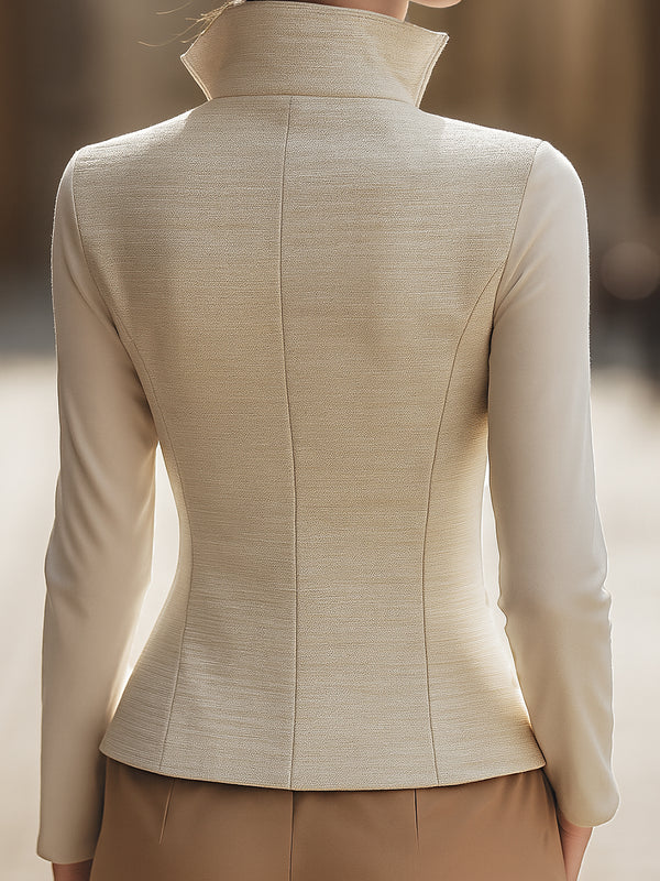 Ladies Stand Collar Zipper Jacket