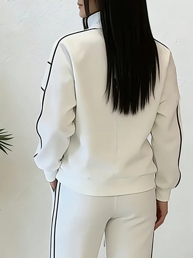 Casual Color Block Blazer Loose Stand Collar H-Line Daily Jacket