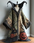 Women's Halloween Themed Castle Pumpkin Embroidered Cape 3e2b
