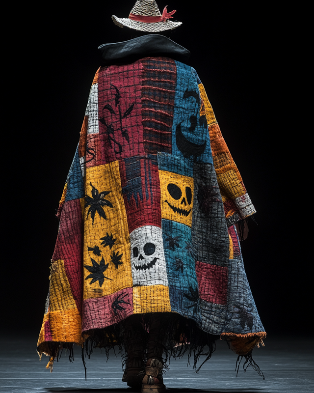 Men's Printed Plaid Contrast Hooded Oversized Coat e1cb