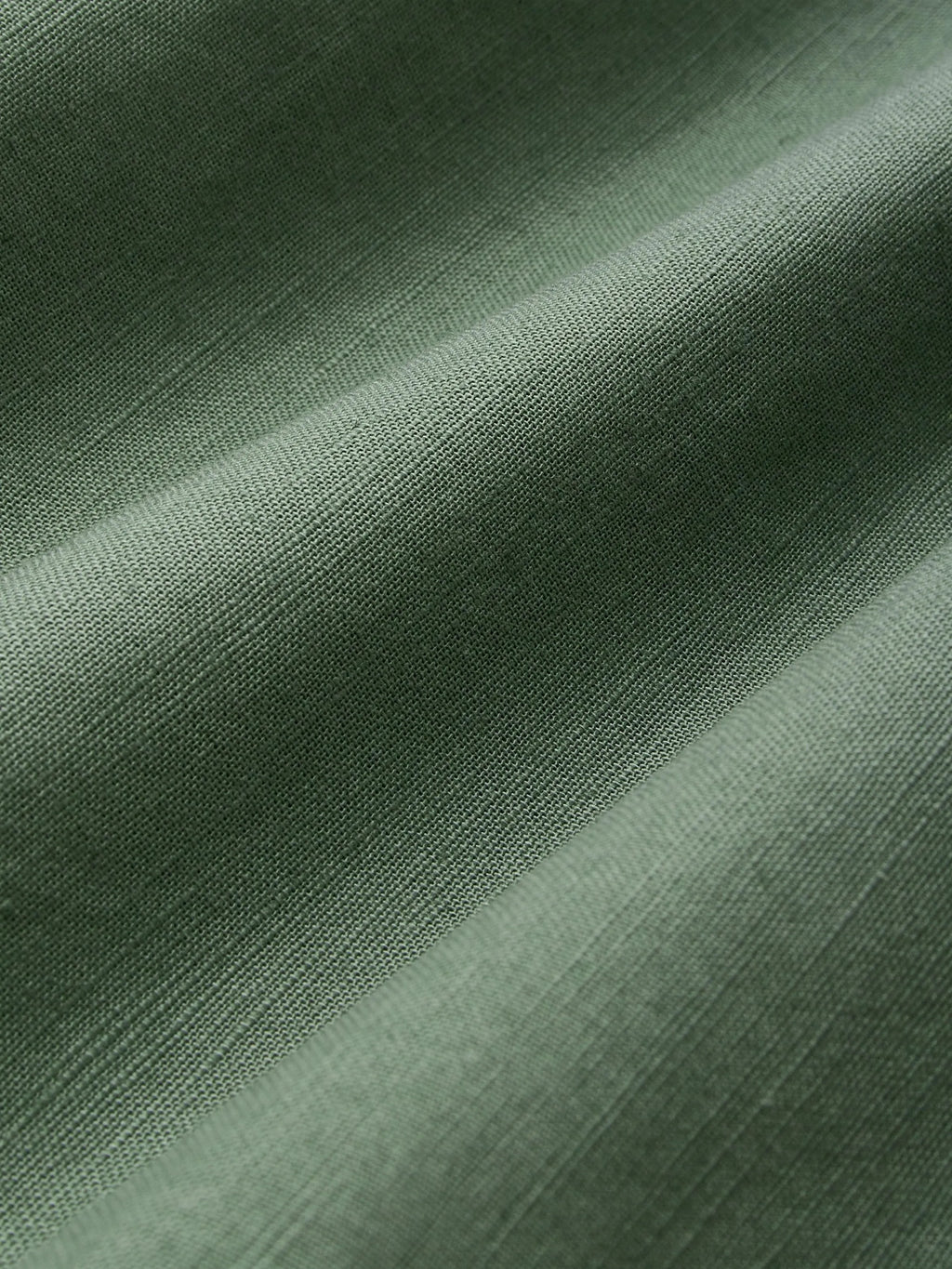 Midi Cotton Dress, Casual, Plain, Pocket Stitching, Half Open Collar, Half Sleeve, Vintage, Green