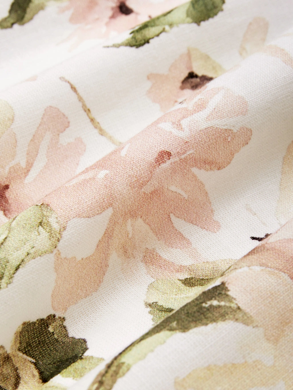 Maxi Linen Dress, Shawl Collar, Button Down, Cottagecore, Sleeveless, Linen Blend, White, plant print