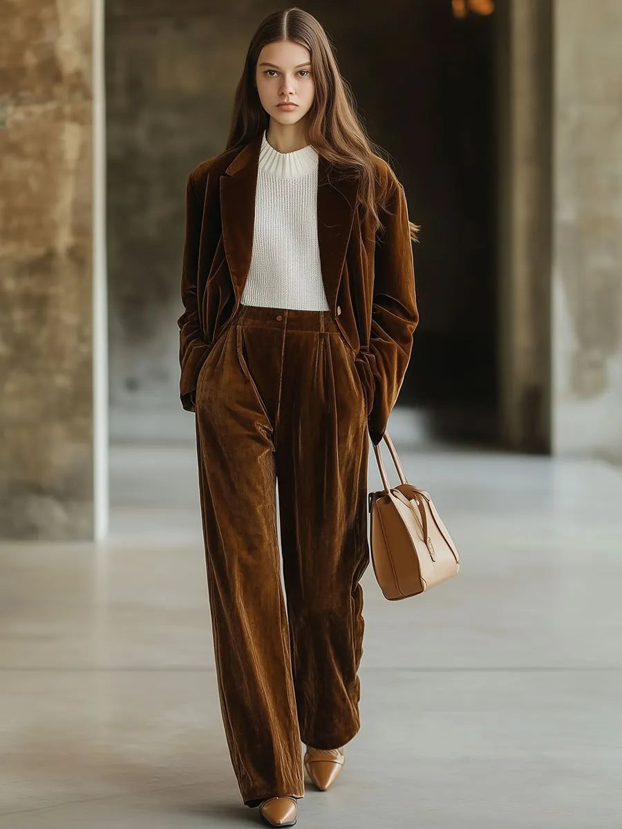[24-hour shipping]Casual Loose Vintage Pocket Velvet Lapel Blazer