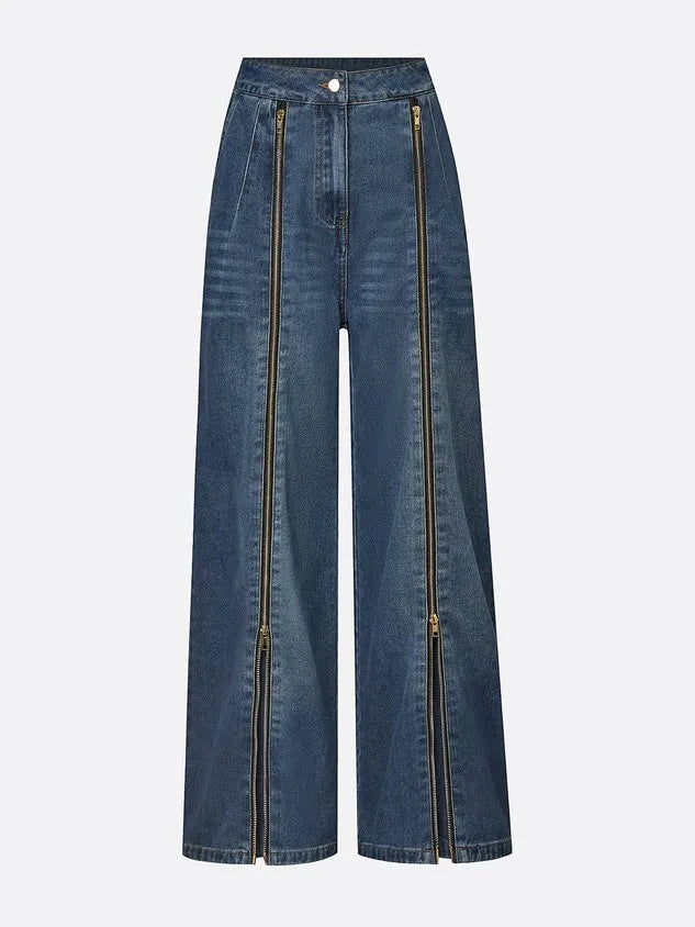 Casual Long Straight Pants H-Line Zipper Regular Fit Daily