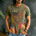 Men's Hippie Peace Patchwork Design T-shirt