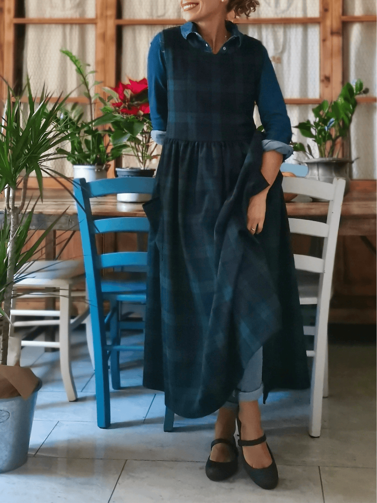 Green and Blue Tartan Apron