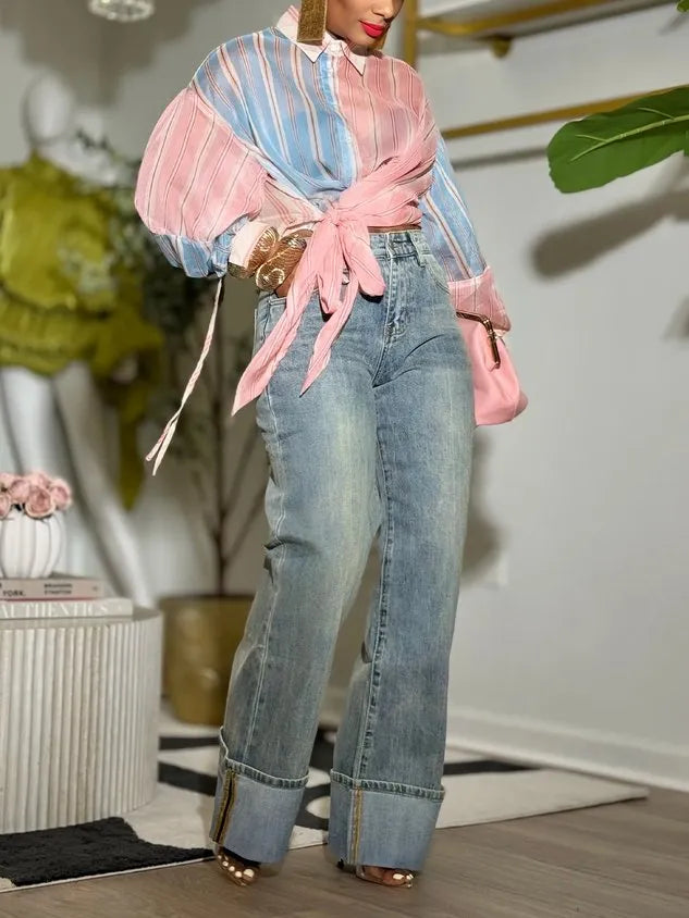 Casual Plain Distressing Jeans