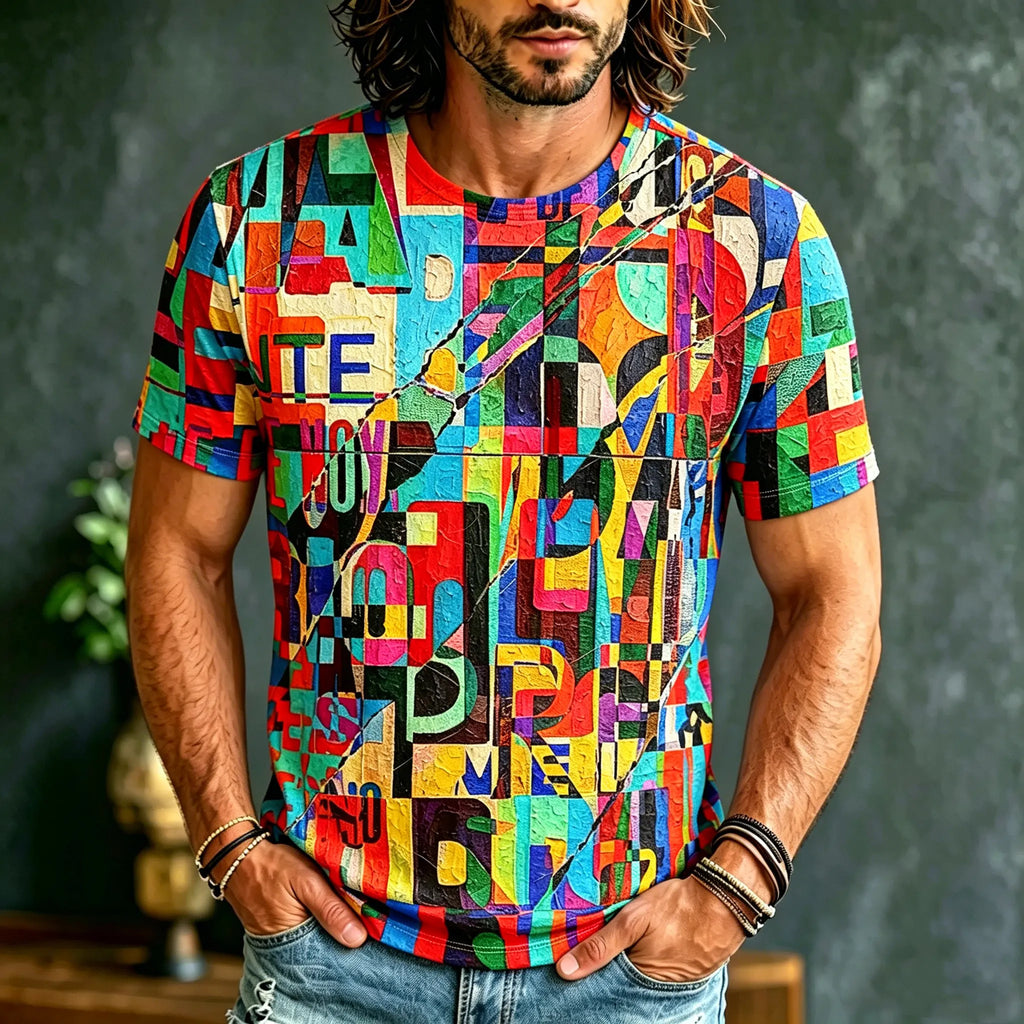 Men's Retro Hippie Style Printed T-shirt