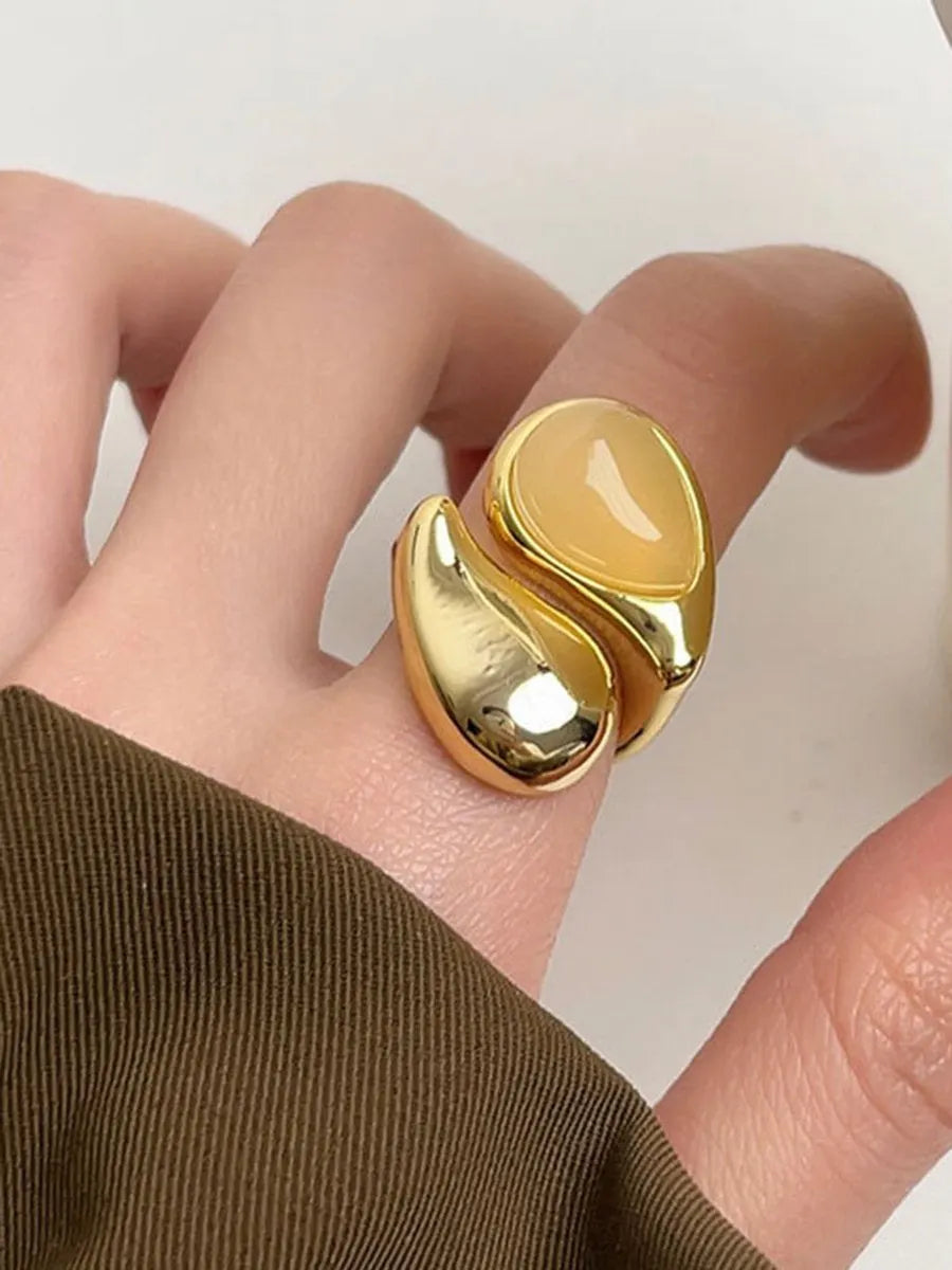 Simple Transparent Irregular Water Drop Open Ring