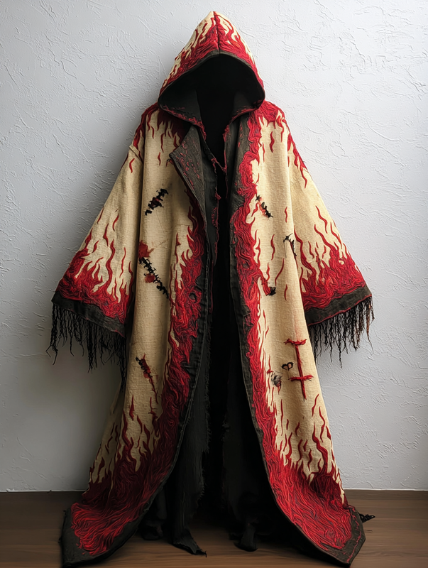 Halloween exaggerated design hooded cape coat 7641