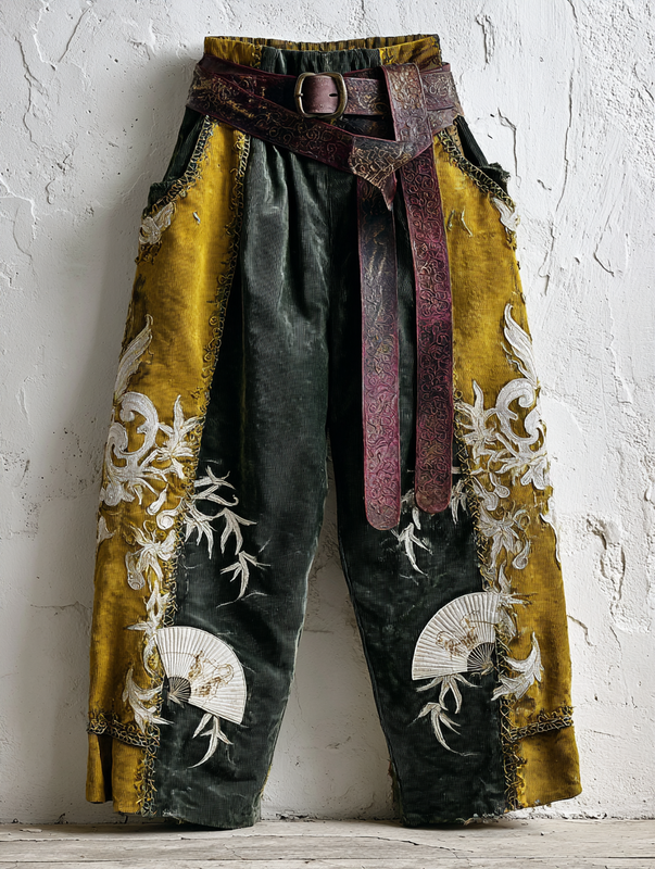 Summer and autumn Japanese men's loose contrast color retro trousers pants a83e