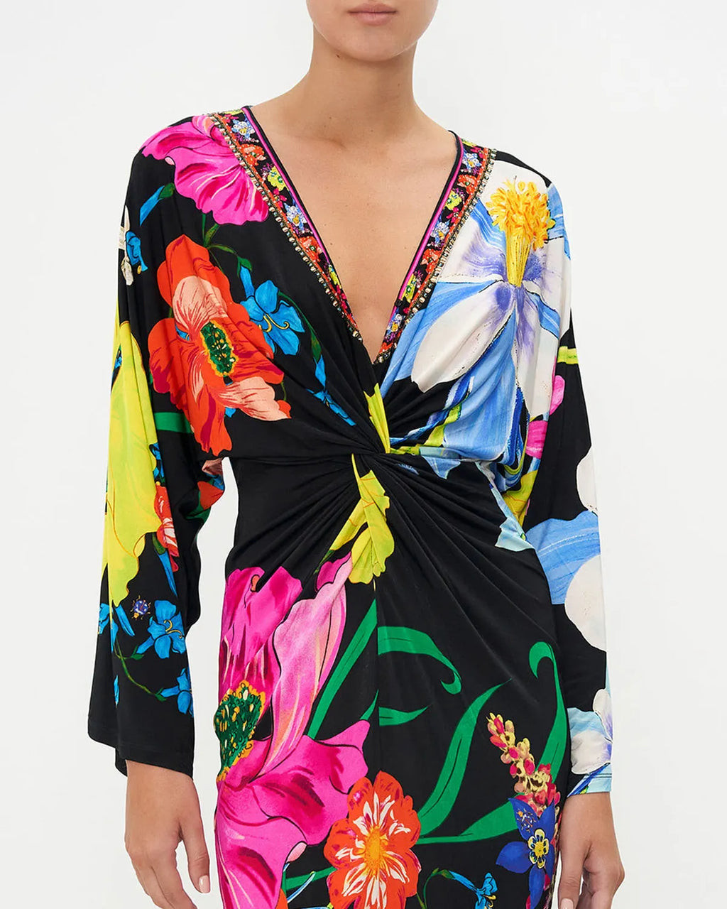 Long Split Front Twist Dress