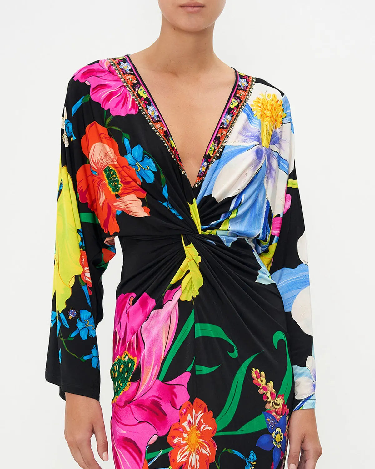 Long Split Front Twist Dress