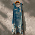 Almond Blossom Sea Waves Japanese Art Linen Tank Dress