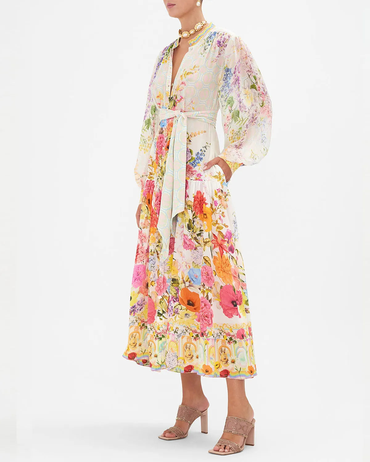 Button Through Dress With Yoke