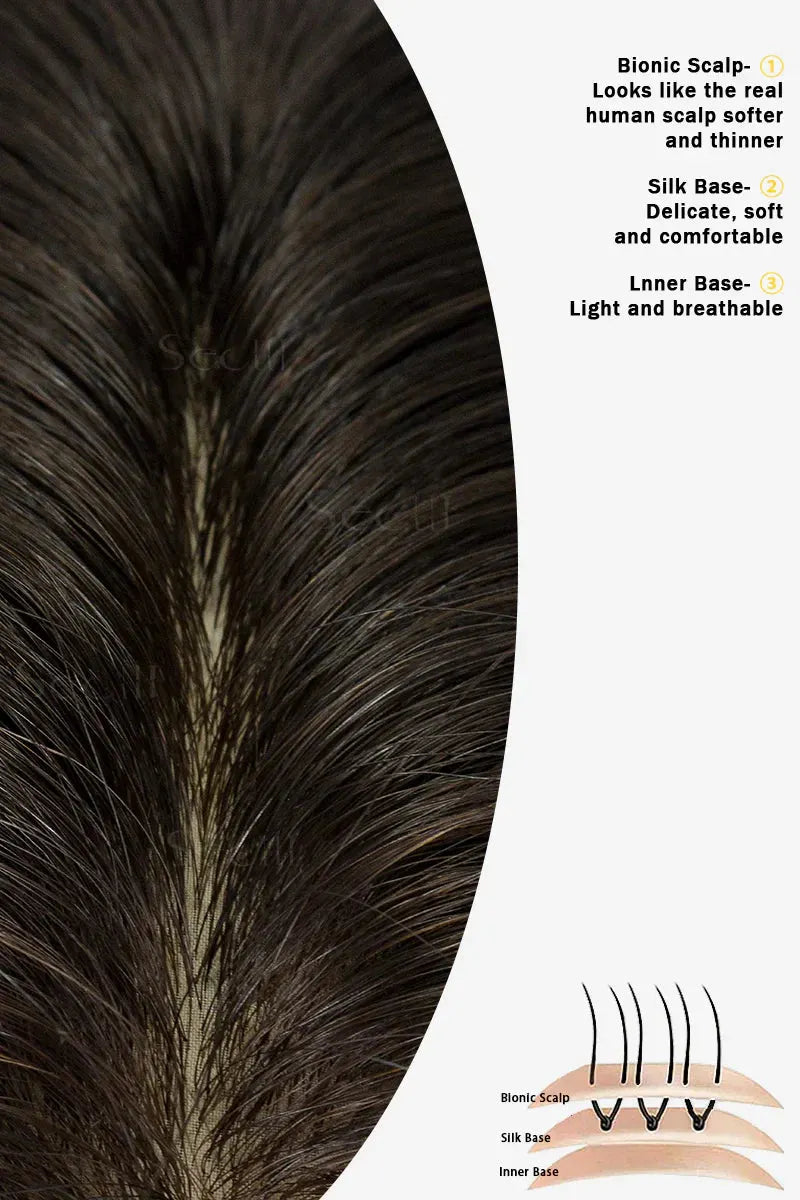 Flavia Silk Top Remy Human Hair Topper Dark Brown #2