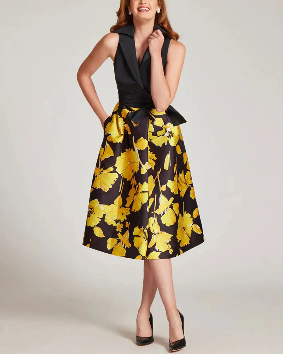 Taffeta and Jacquard Shirtwaist Dress