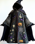 Halloween themed cape with star, moon and pumpkin head embroidery 35c2