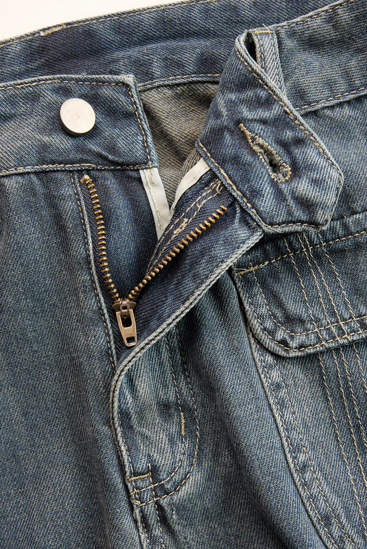 Casual Fashion Gradient Washed Denim Blue Gray Loose Pants