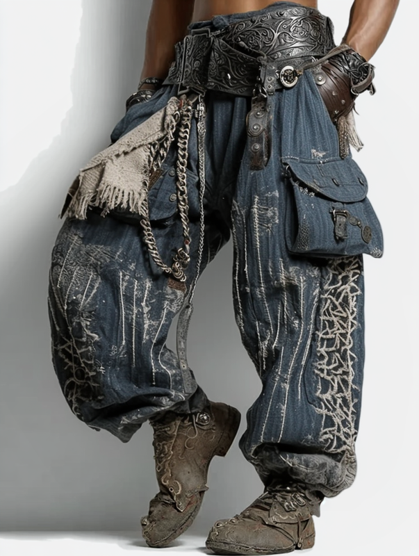 Men's Halloween themed contrasting pants for summer and autumn 9985