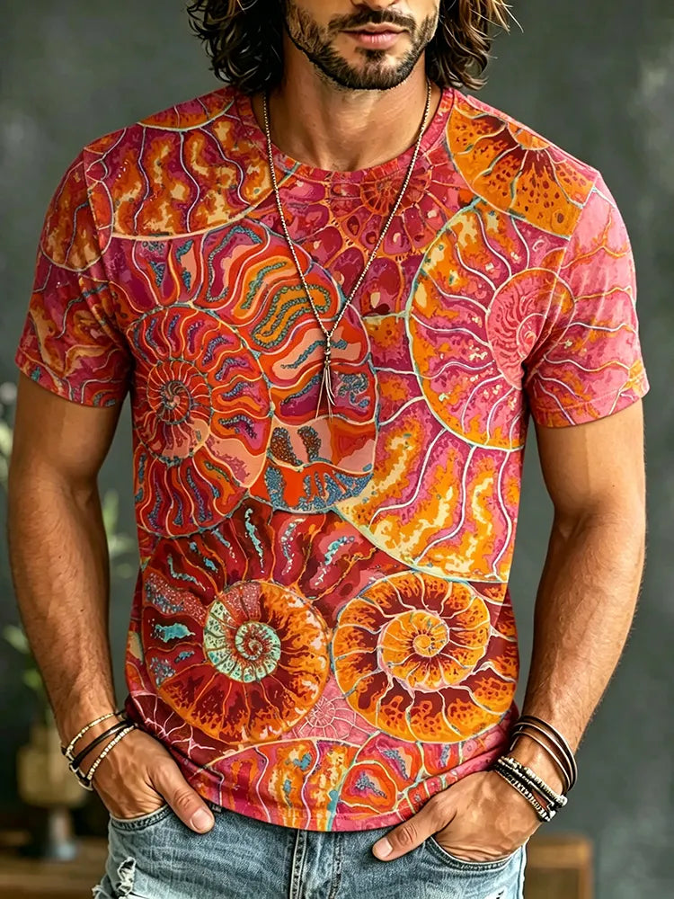 Men's Retro Abstract Pattern Casual Short-sleeve T-shirt