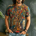Men's Retro Hippie Music Festival Art Print Casual T-shirt