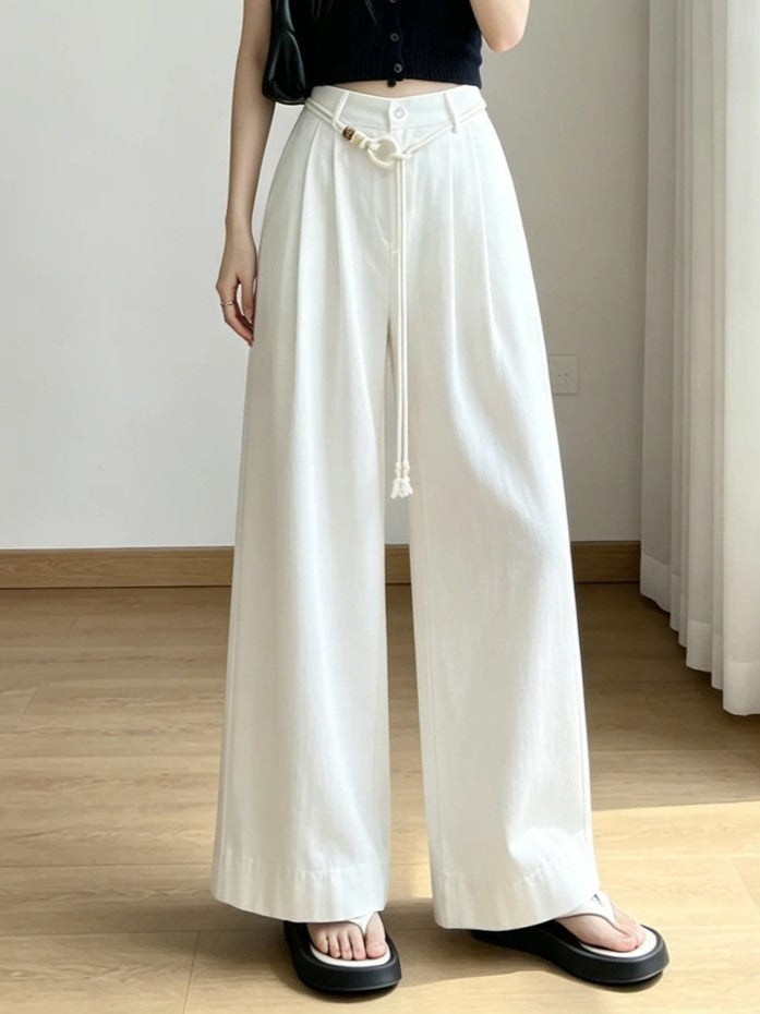 White Wide Leg Casual Pants