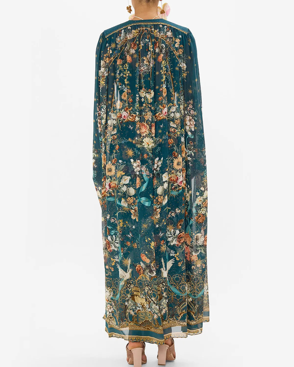 Button Dress With Cape