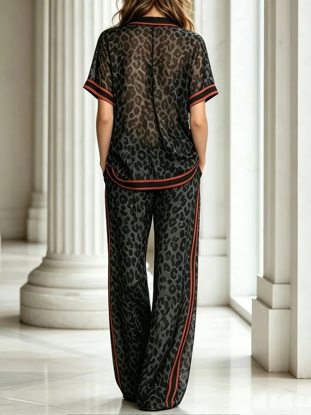 Casual Leopard Printing Wide Leg Pants