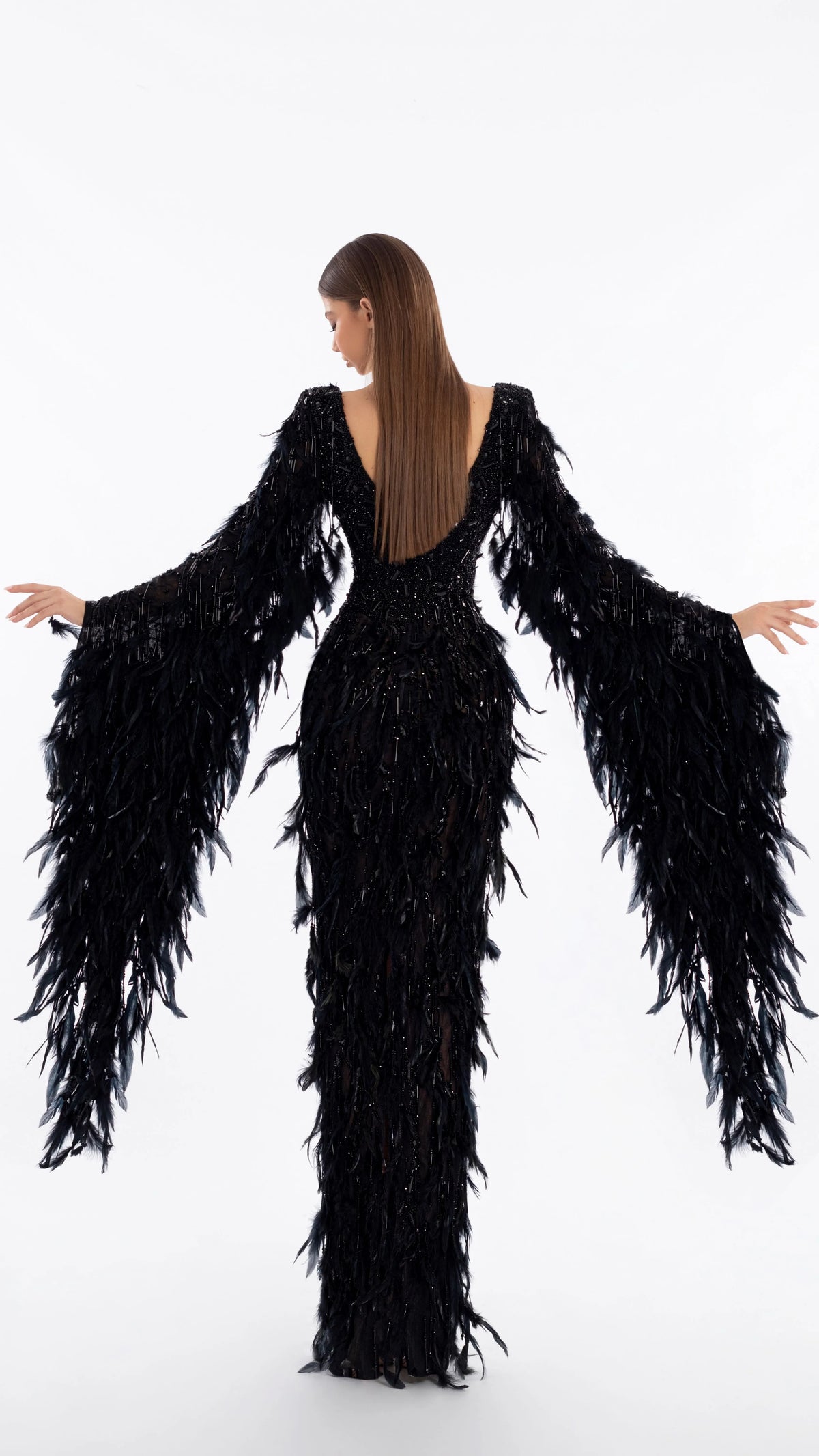 V-Neck Feather Dress