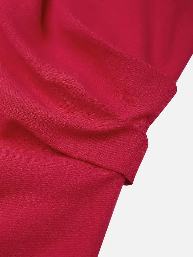 Linen Casual Plain Lace-up Halter Neck Blouse