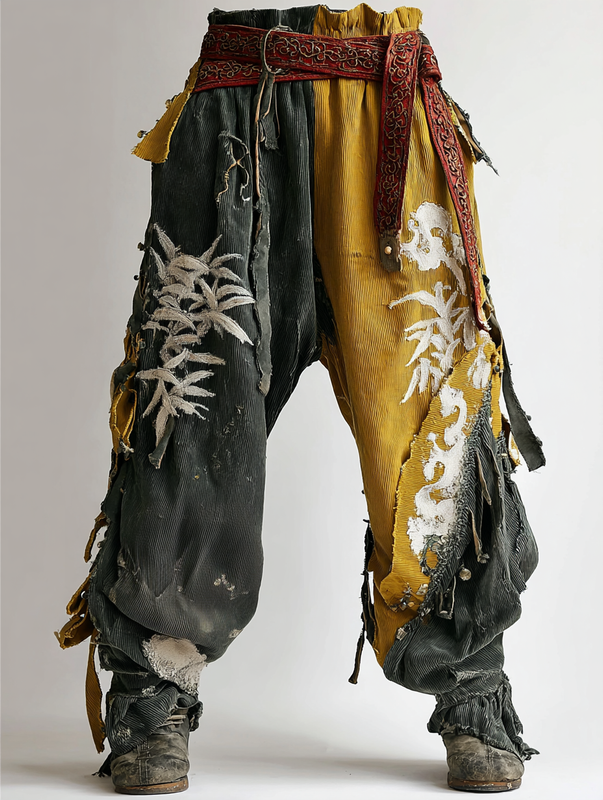 Summer and autumn Japanese men's loose contrast color retro trousers pants 8fcb