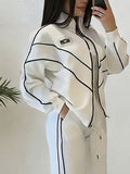 Casual Color Block Blazer Loose Stand Collar H-Line Daily Jacket