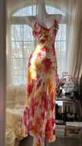 Colorful Romantic Floral Elegant Fashion Exquisite Beaded Long Chiffon Ball Dress Evening Dress Party Dress Valentine's Day Date Dress Wedding Guest Dress 4007