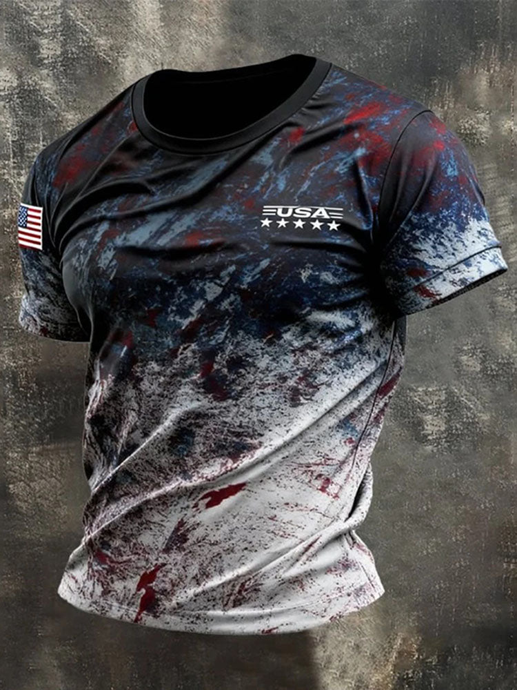 Men's Retro Flag Color Short-sleeve T-shirt