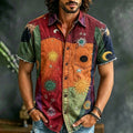 Men's Retro Hippie Patchwork Short-sleeve Shirt