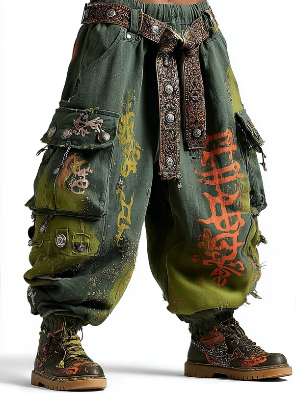 Men's Halloween themed contrasting pants for summer and autumn fb06