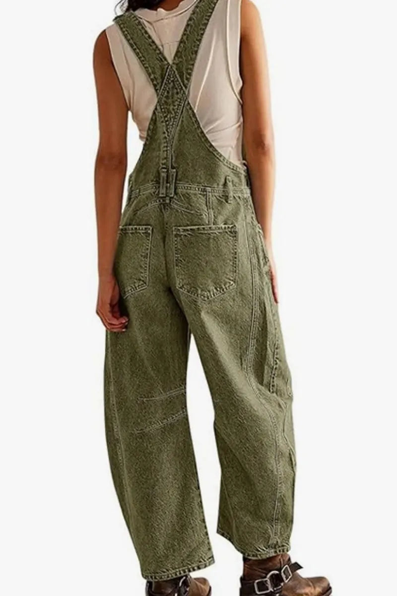 Women Y2k Baggy Barrel Jeans Overalls Wide Leg Denim Pants Bib Overalls Jumpsuit Boyfriend Patchwork Jeans
