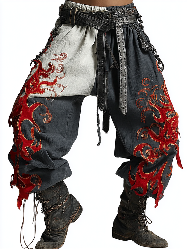Summer and autumn Japanese men's loose contrast color retro trousers pants bc4e