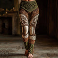 Women's Vintage Celtic Knot Tree Of Life Contrast Print Knit Leggings