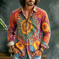 Men's Tie-dye Vacation Casual Cotton Linen Long-sleeved Shirt