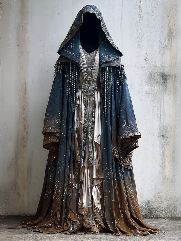 Men's Fashion Starry Galaxy Hooded Cape fcaf