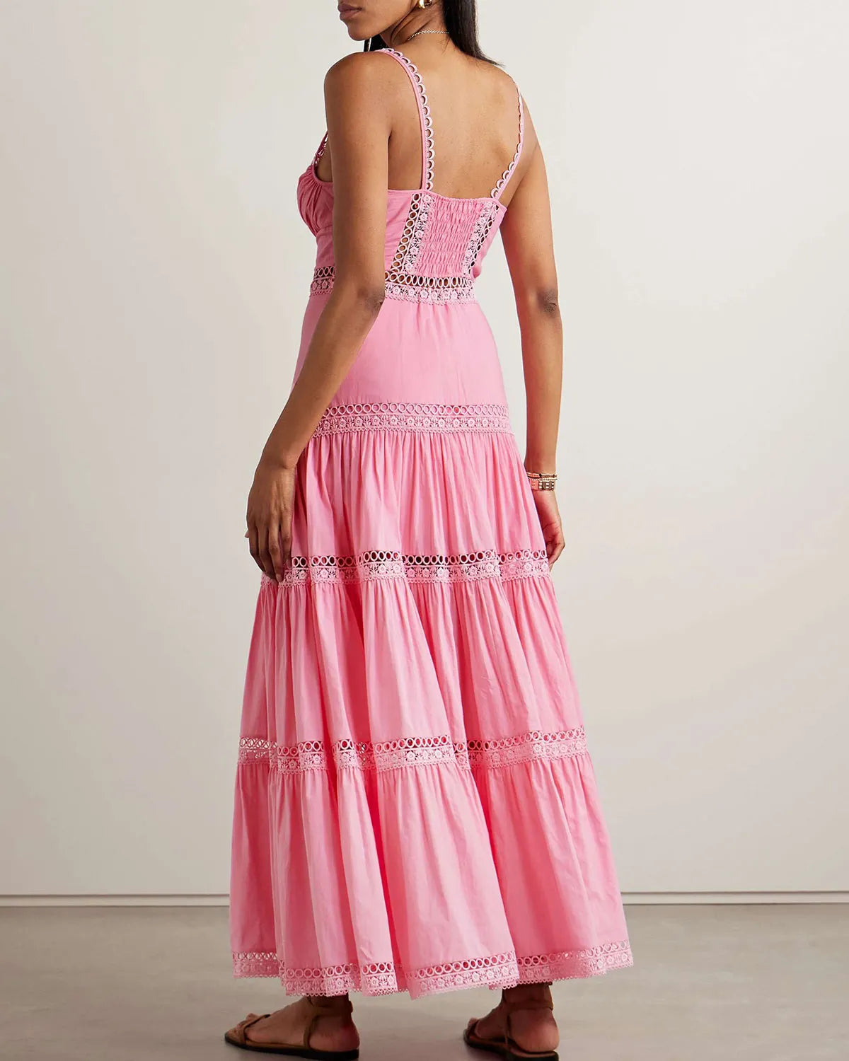 Guipure lace-trimmed cotton-blend voile maxi dress