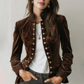 Vintage Velvet Button Jacket | Bohemian Heritage Lace Trim Blazer ✨